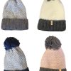 Muts winter dames EChats met imitatiebont pompon, 10% wol en gemaakt in Europa