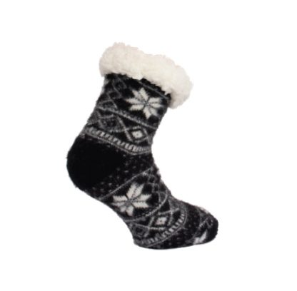 Winter huissokken met kraagje en anti slip - Afbeelding 3