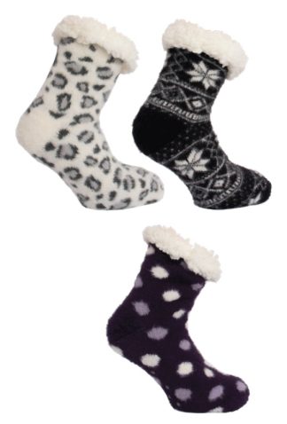 Winter huissokken met kraagje en anti slip