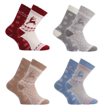 Wollen warme sokken met rendier - prijs per 2 paar - elastan